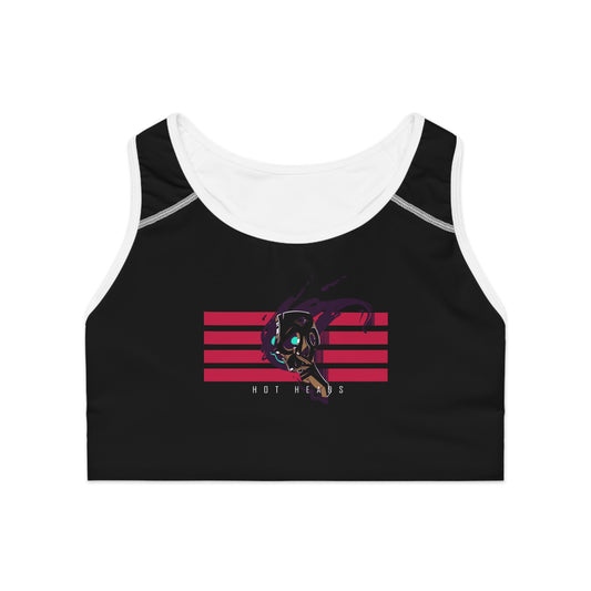 "Hot Heads" Sports Bra  - Striped Print