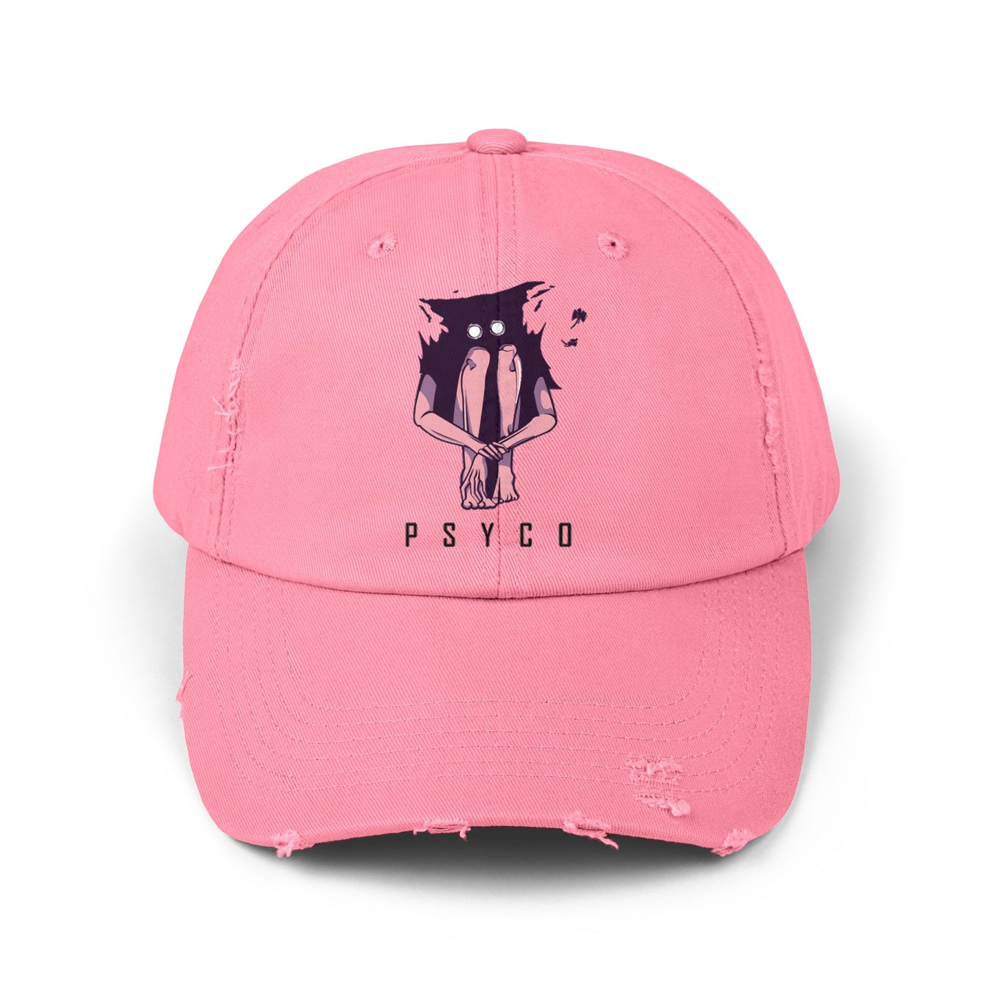 "The Psyco " Distressed Hat/Face Cap for Outdoors - Noir Print