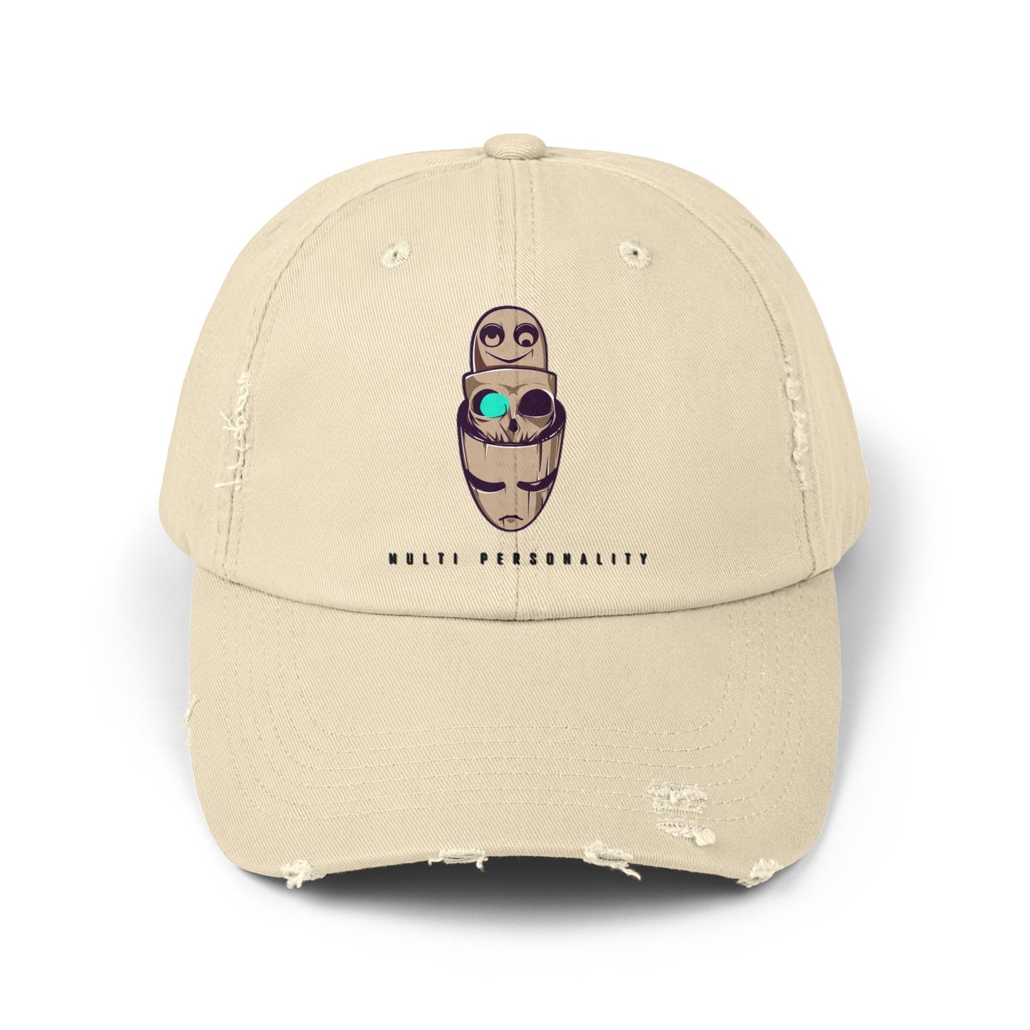 "The Multi Personality " Distressed Hat/Face Cap for Outdoors - Noir Print