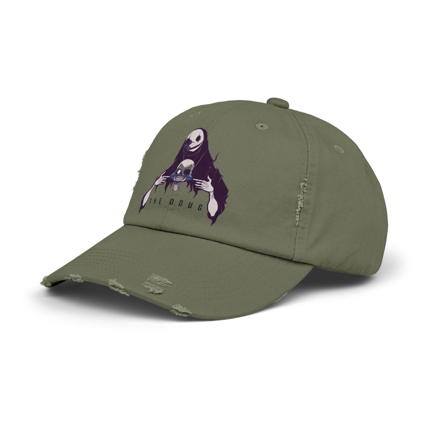 "The Doug" Distressed Hat/Face Cap for Outdoors - Noir Print