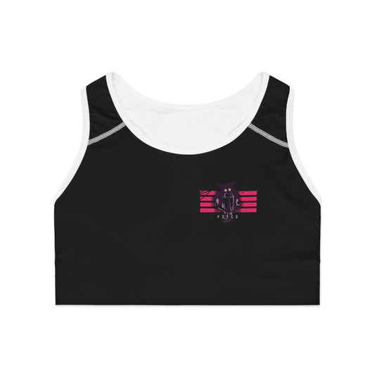 "Psyco" Sports Bra  - Mini Striped Print