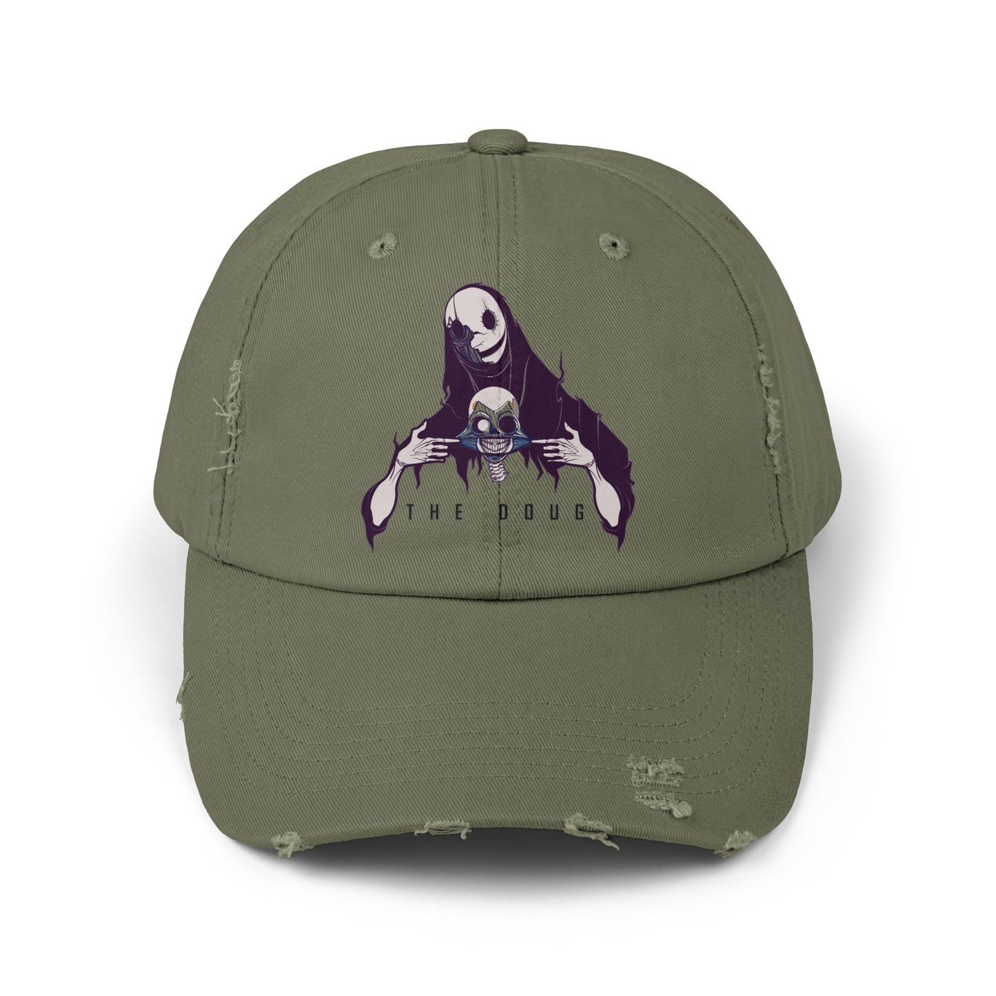 "The Doug" Distressed Hat/Face Cap for Outdoors - Noir Print