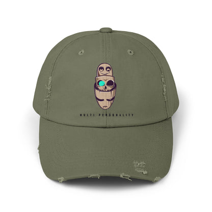 "The Multi Personality " Distressed Hat/Face Cap for Outdoors - Noir Print