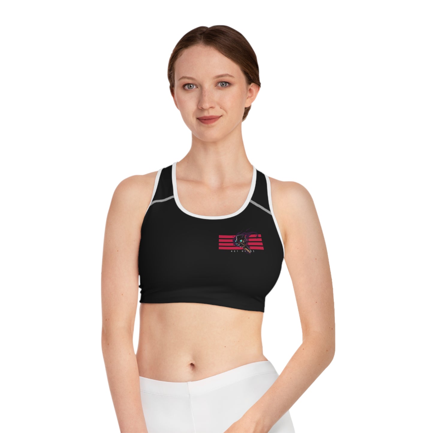 "Hot Heads" Sports Bra  - Mini Striped Print