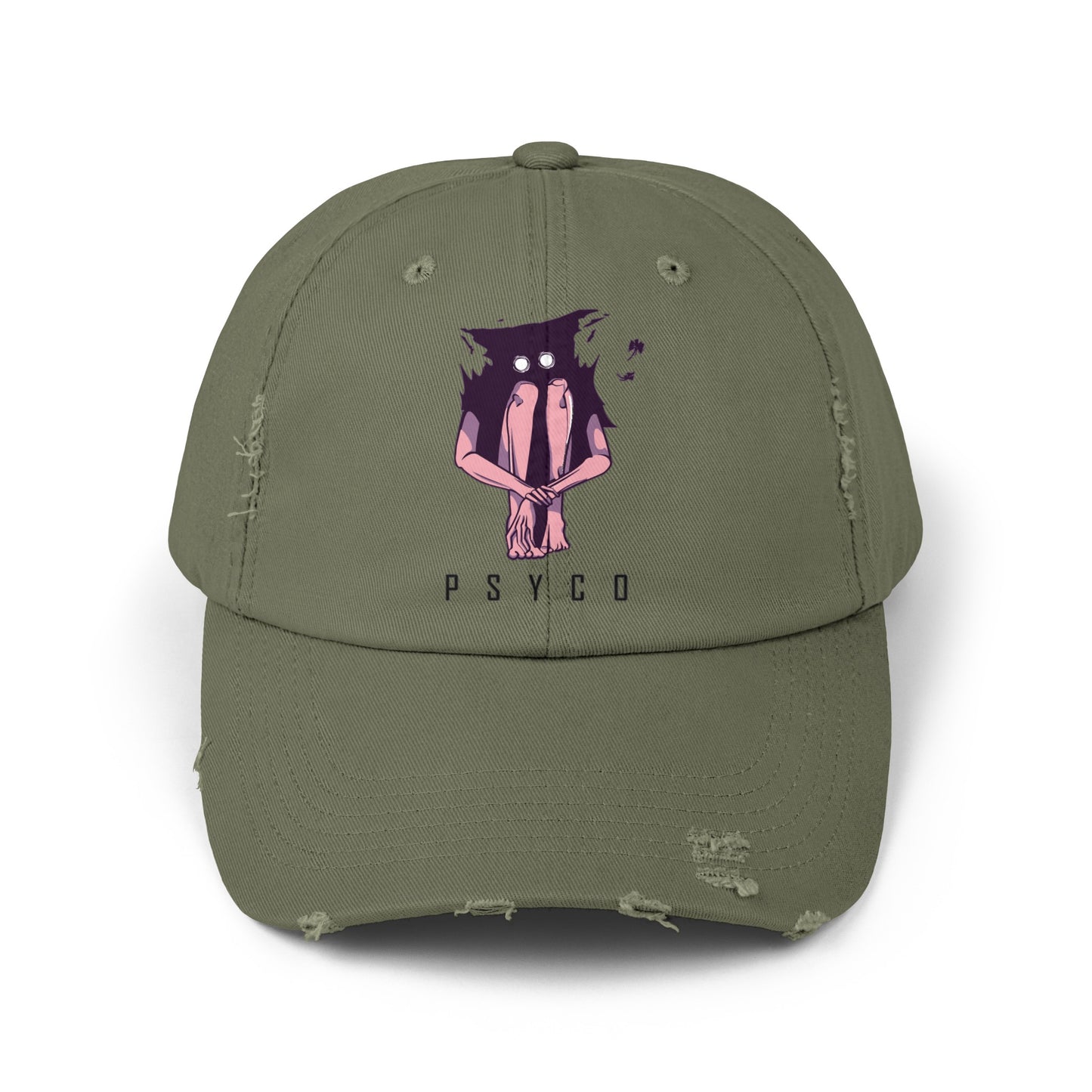 "The Psyco " Distressed Hat/Face Cap for Outdoors - Noir Print