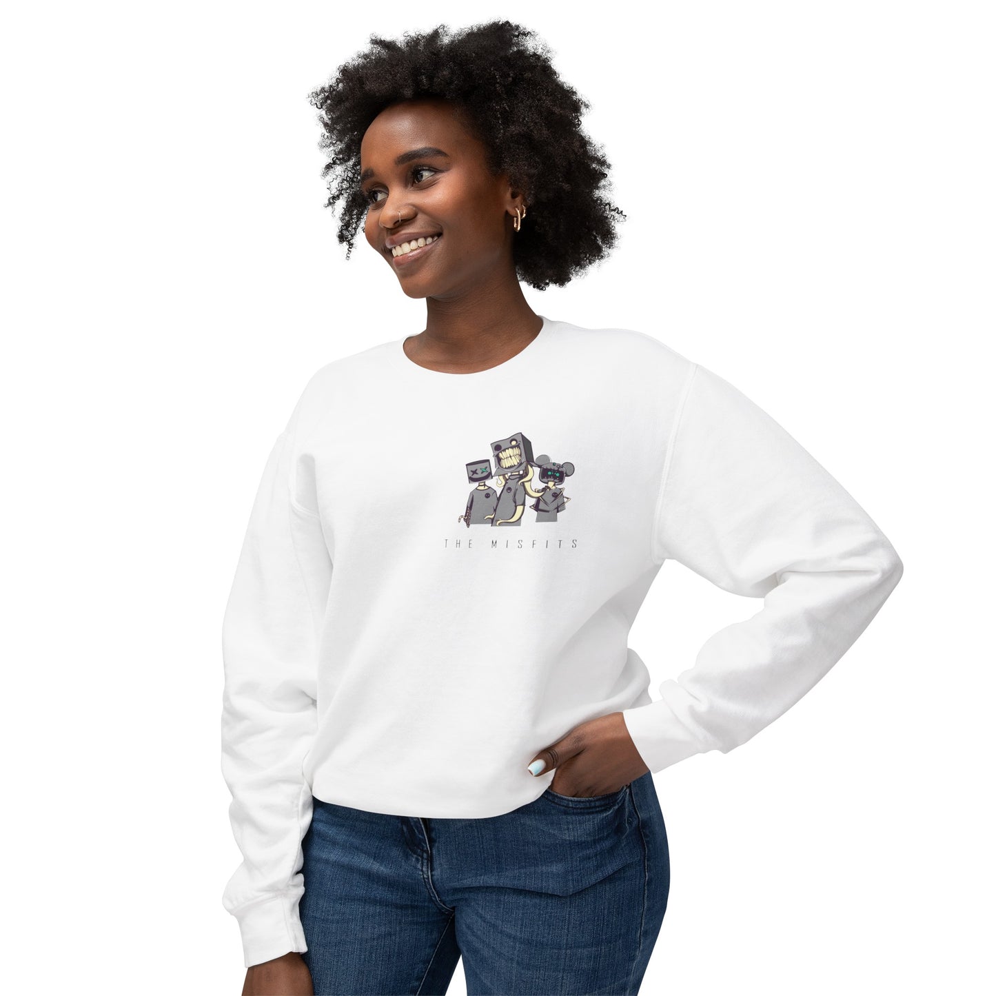 "The Misfits" White Sweatshirt - Mini Noir Print